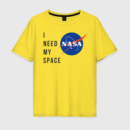 Мужская футболка хлопок Oversize Nasa i need my space, цвет желтый