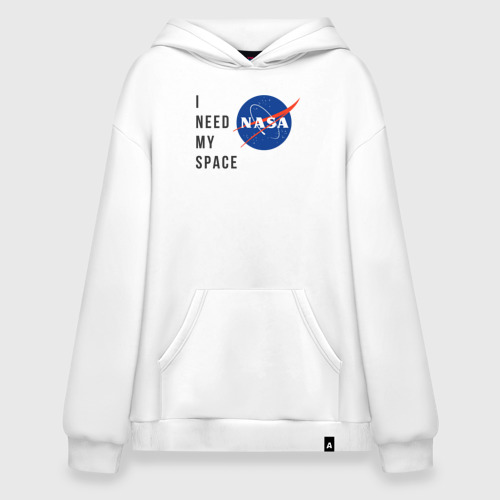 Худи SuperOversize хлопок Nasa i need my space, цвет белый