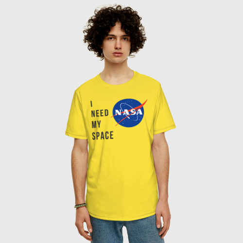 Мужская футболка хлопок Oversize Nasa i need my space, цвет желтый - фото 3