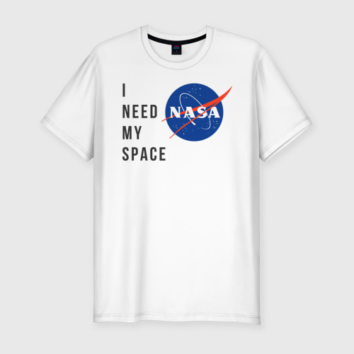 Мужская футболка хлопок Slim Nasa i need my space, цвет белый