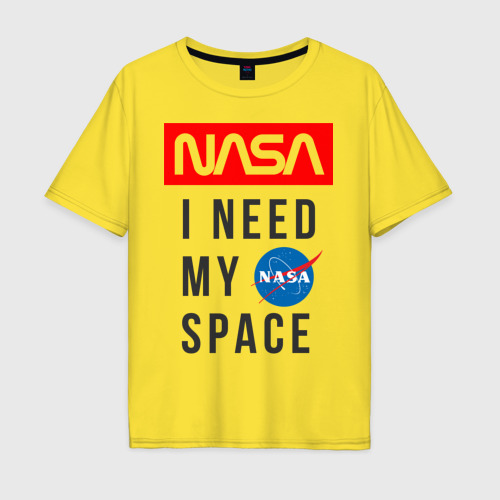 Мужская футболка хлопок Oversize Nasa i need my space, цвет желтый