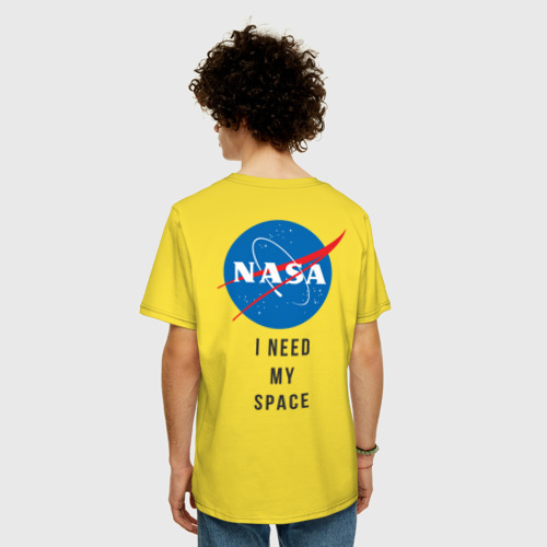 Мужская футболка хлопок Oversize Nasa i need my space, цвет желтый - фото 4