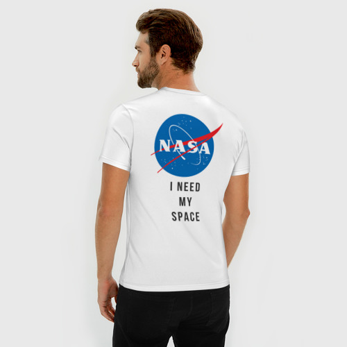 Мужская футболка хлопок Slim Nasa i need my space, цвет белый - фото 4