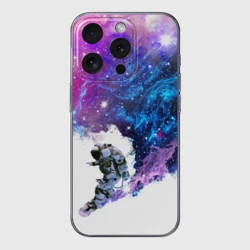 Чехол для iPhone 15 Pro Max силиконовый с защитой камеры Космический сноуборд