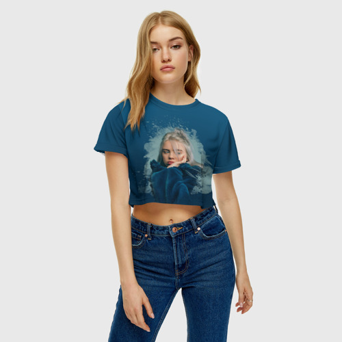 Женская футболка Crop-top 3D Billie Eilish, цвет 3D печать - фото 3