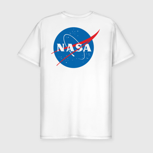 Мужская футболка хлопок Slim с принтом NASA, вид сзади #1