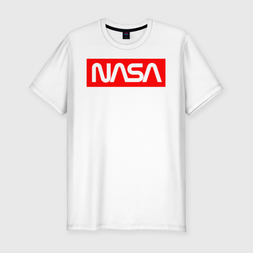 Мужская футболка хлопок Slim с принтом NASA, вид спереди #2