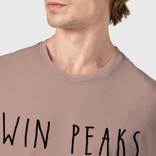 Мужская футболка хлопок Твин Пикс, цвет пыльно-розовый - фото 6