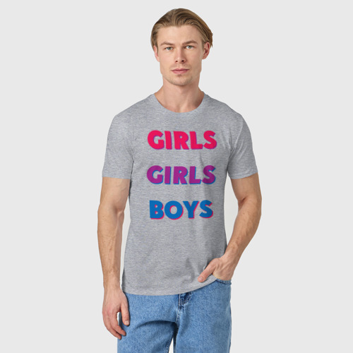 Мужская футболка хлопок Girls/Girls/Boys, цвет меланж - фото 3