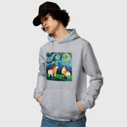 Мужская толстовка хлопок Корги Ван Гога - фото 2