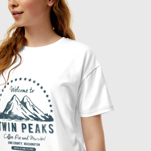 Женская футболка хлопок Oversize с принтом Твин Пикс, фото на моделе #1