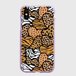 Чехол для iPhone XS Max матовый Сердца из шкур африканских животных