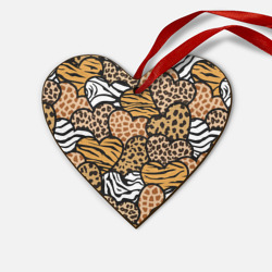 Деревянная игрушка Сердце Сердца из шкур африканских животных