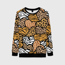 Женский свитшот 3D Сердца из шкур африканских животных