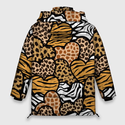 Женская зимняя куртка Oversize Сердца из шкур африканских животных, цвет черный - фото 2