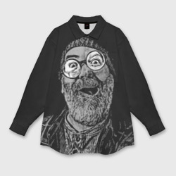 Мужская рубашка oversize 3D Старый хипстер в круглых очках