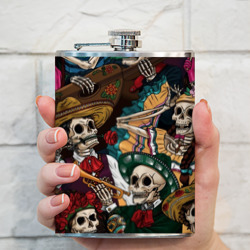 Фляга Мексиканская Вечеринка скелетов паттерн - фото 2