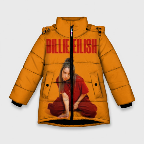 Зимняя куртка для девочек 3D с принтом Билли Айлиш, вид спереди #2