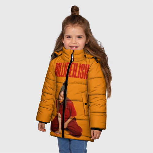 Зимняя куртка для девочек 3D с принтом Билли Айлиш, фото на моделе #1
