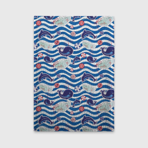 Обложка для автодокументов Киты и дельфины - паттерн, цвет бирюзовый - фото 2