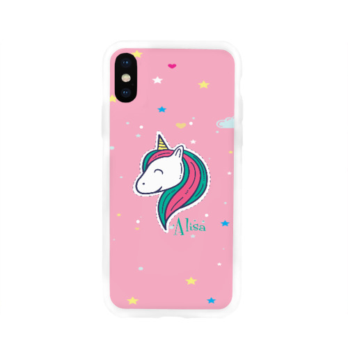 Чехол для Apple iPhone X силиконовый глянцевый Алиса - единорожка Фото 01 Чехол для Apple iPhone X силиконовый глянцевый Алиса - единорожка Фото 01