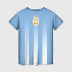 Футболка с принтом Сборная Аргентины для женщины, вид сзади №1. Цвет основы: белый