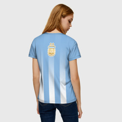 Футболка с принтом Сборная Аргентины для женщины, вид на модели сзади №2. Цвет основы: белый