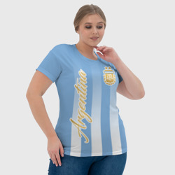 Футболка с принтом Сборная Аргентины для женщины, вид на модели спереди №4. Цвет основы: белый