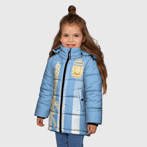 Зимняя куртка для девочек 3D Сборная Аргентины, цвет черный - фото 3