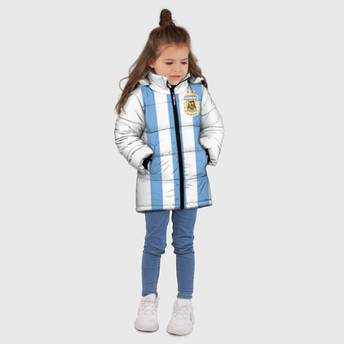 Зимняя куртка для девочек 3D с принтом Сборная Аргентины, вид сбоку #3