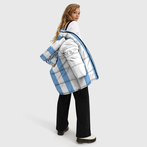 Женская зимняя куртка 3D с принтом Сборная Аргентины, вид сбоку #3