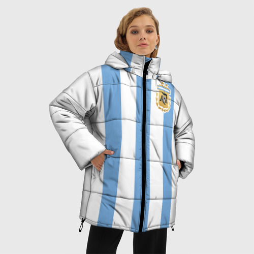 Женская зимняя куртка 3D с принтом Сборная Аргентины, фото на моделе #1
