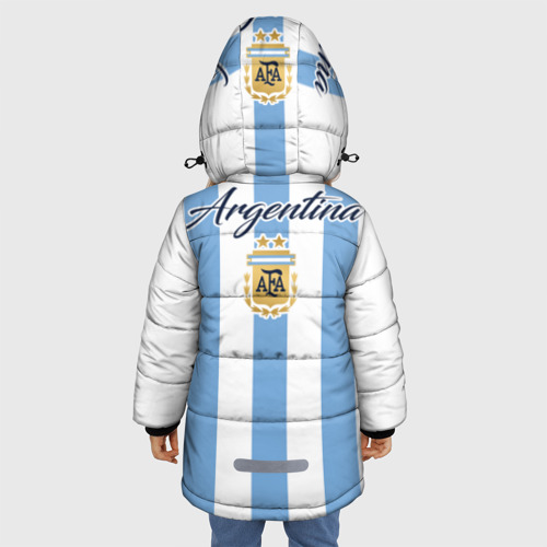 Зимняя куртка для девочек 3D с принтом Сборная Аргентины, вид сзади #2