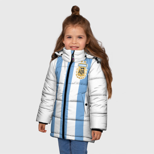 Зимняя куртка для девочек 3D с принтом Сборная Аргентины, фото на моделе #1