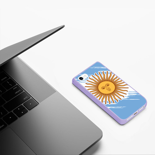Чехол для iPhone 5/5S матовый Аргентина, цвет светло-сиреневый - фото 5