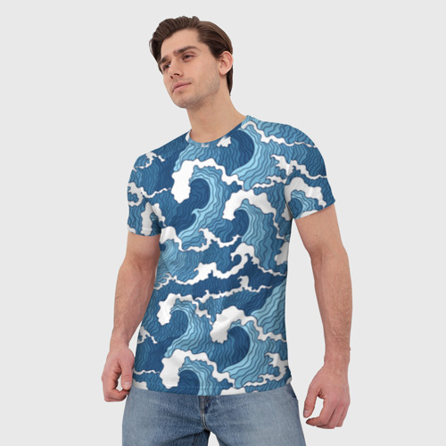 Мужская футболка 3D Морские волны графика, цвет 3D печать - фото 3