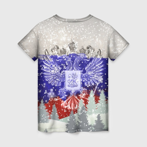 Женская футболка 3D с принтом Сборная России Зимний костюм, вид сзади #1