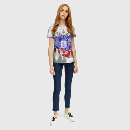 Женская футболка 3D с принтом Сборная России Зимний костюм, вид сбоку #3