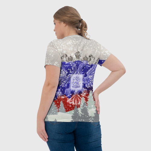 Женская футболка 3D с принтом Сборная России Зимний костюм, вид сзади #2