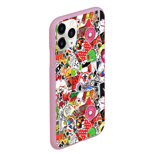 Чехол для iPhone 11 Pro Max матовый Sticker Bombing, цвет розовый - фото 3