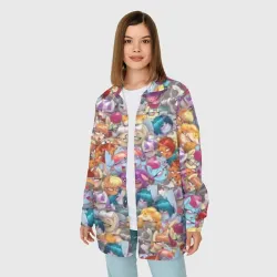 Женская рубашка oversize 3D My Little Pony Ahegao патттерн - фото 2