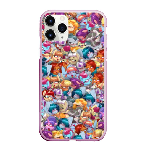 Чехол для iPhone 11 Pro матовый My Little Pony Ahegao патттерн, цвет розовый