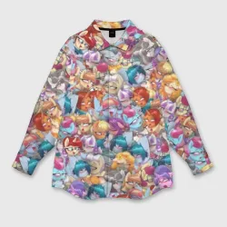 Женская рубашка oversize 3D My Little Pony Ahegao патттерн