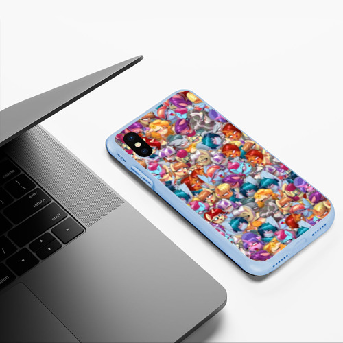 Чехол для iPhone XS Max матовый My Little Pony Ahegao патттерн, цвет голубой - фото 5