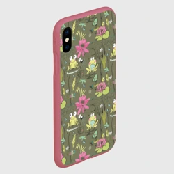 Чехол для iPhone XS Max матовый Лягушки на речке и розовые лилии - фото 2
