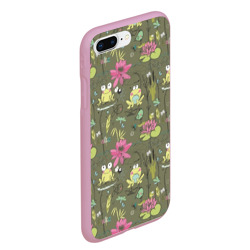 Чехол для iPhone 7Plus/8 Plus матовый Лягушки на речке и розовые лилии - фото 2