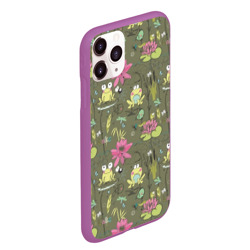 Чехол для iPhone 11 Pro Max матовый Лягушки на речке и розовые лилии - фото 2