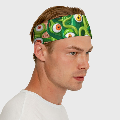 Повязка на голову 3D Щупальца зелёные с глазами  - фото 6