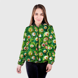 Женская куртка 3D Щупальца зелёные с глазами  - фото 2