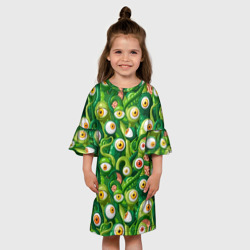 Детское платье 3D Щупальца зелёные с глазами  - фото 2